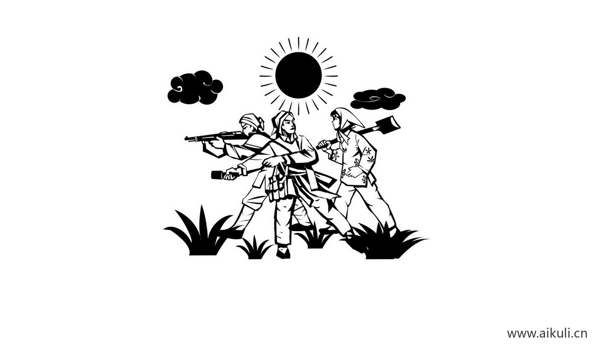 红色士兵战士军P人物雕像敬礼PSD剪影人物