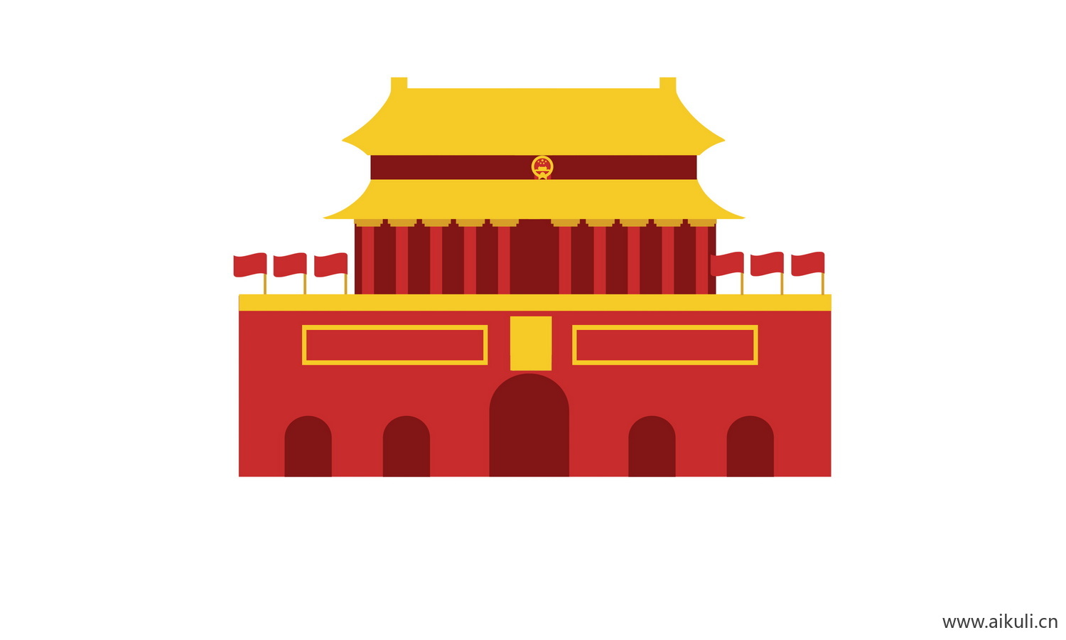 插画背景F天安门建筑psd素材