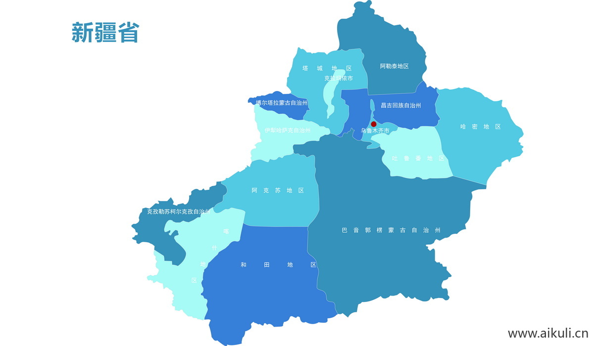 新疆各省地图免抠PSD分层