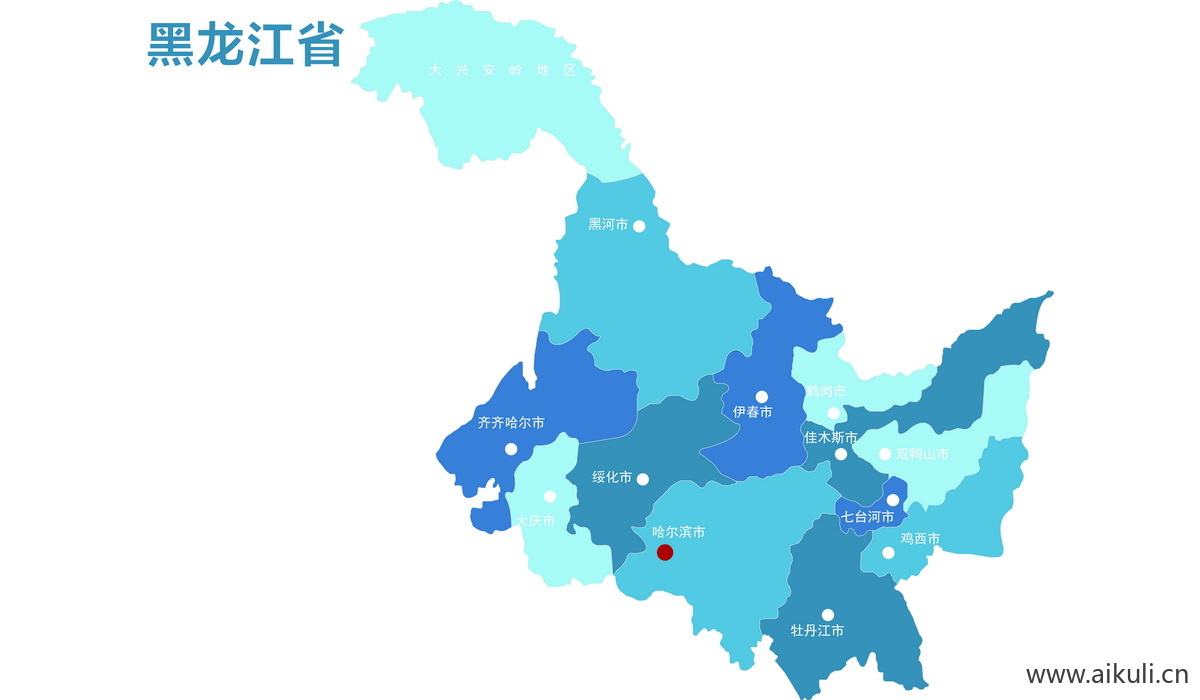 黑龙江各省地图免抠PSD分层
