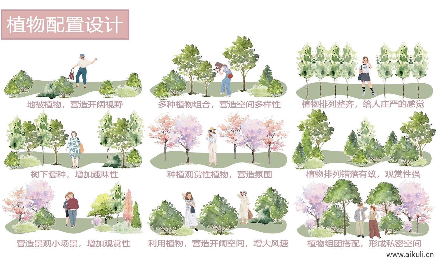 五感花园种植植物配置康养疗愈治愈分析图PSD素材