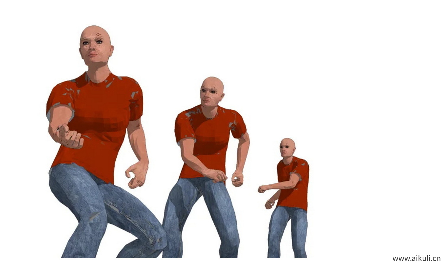 3D男子拖拉绳子动作
