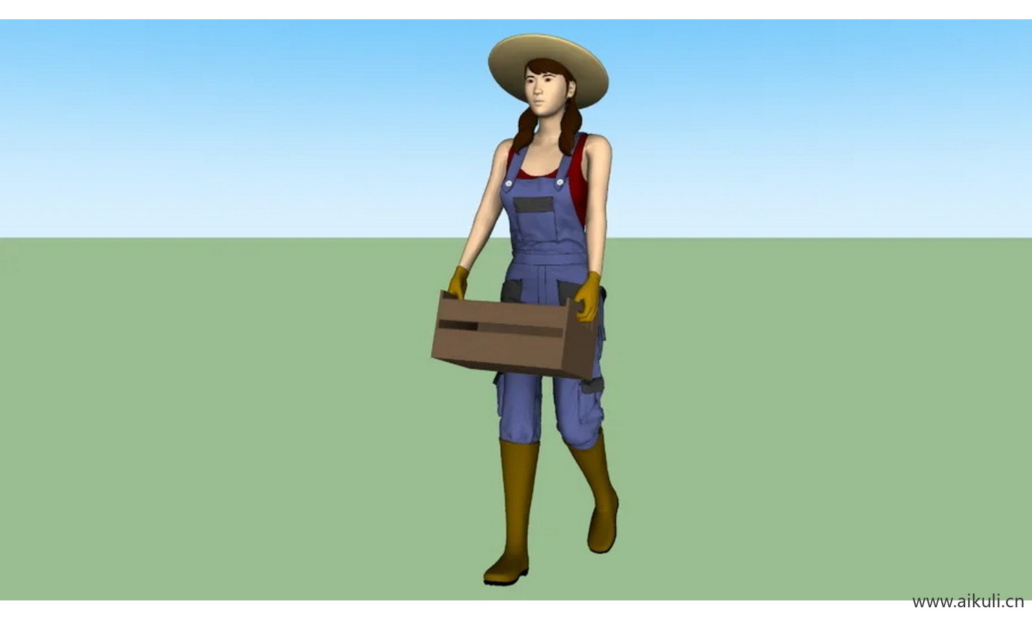 人们女人采摘工人3D人