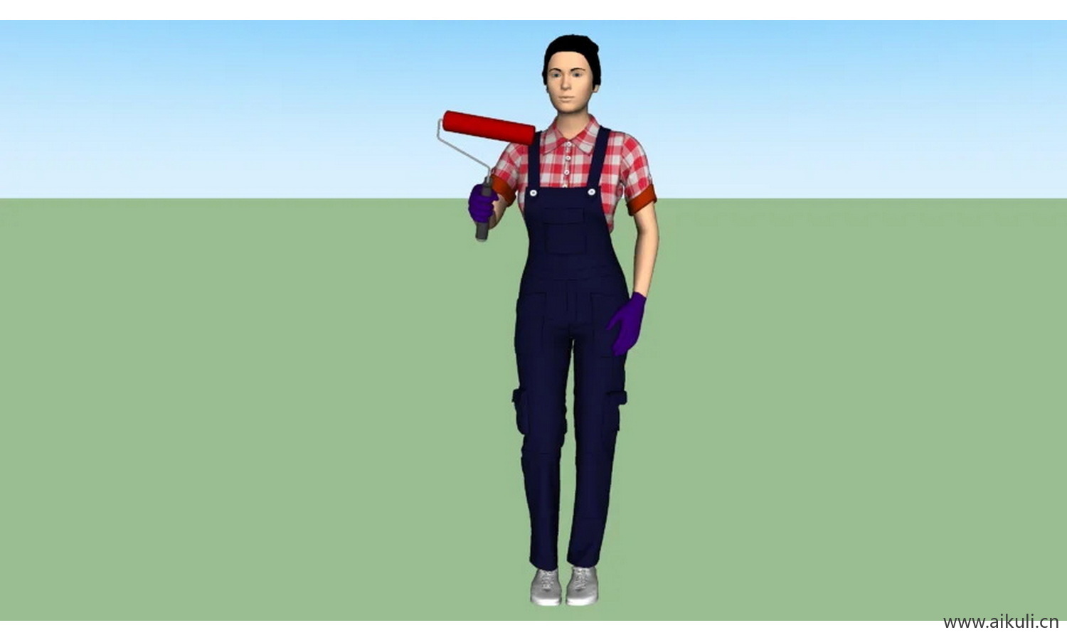 人们女人建筑工人3D人