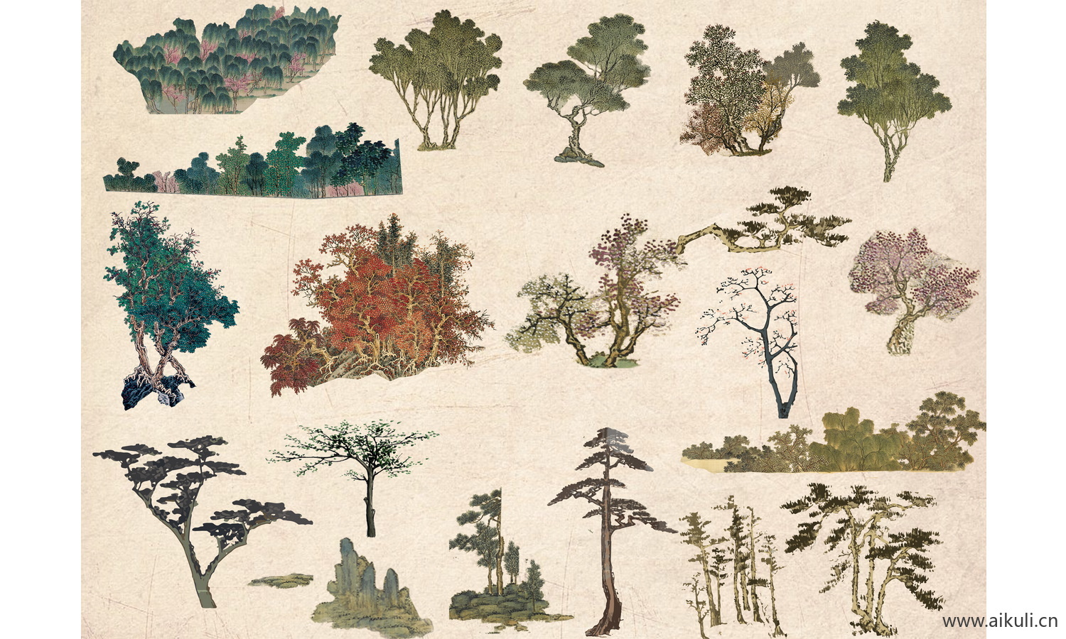 古风植物景观设计PS素材