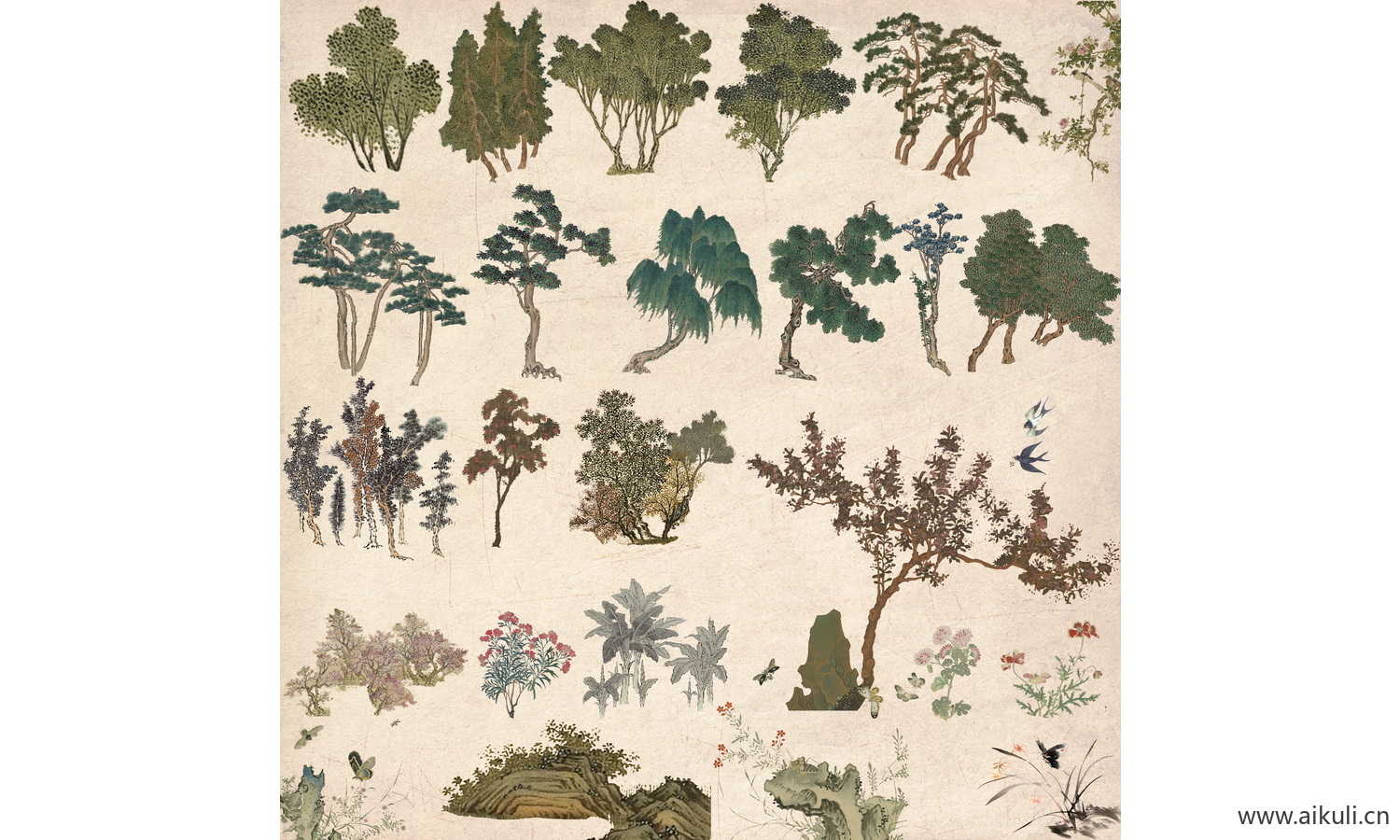 古风植物景观设计植物-PS素材