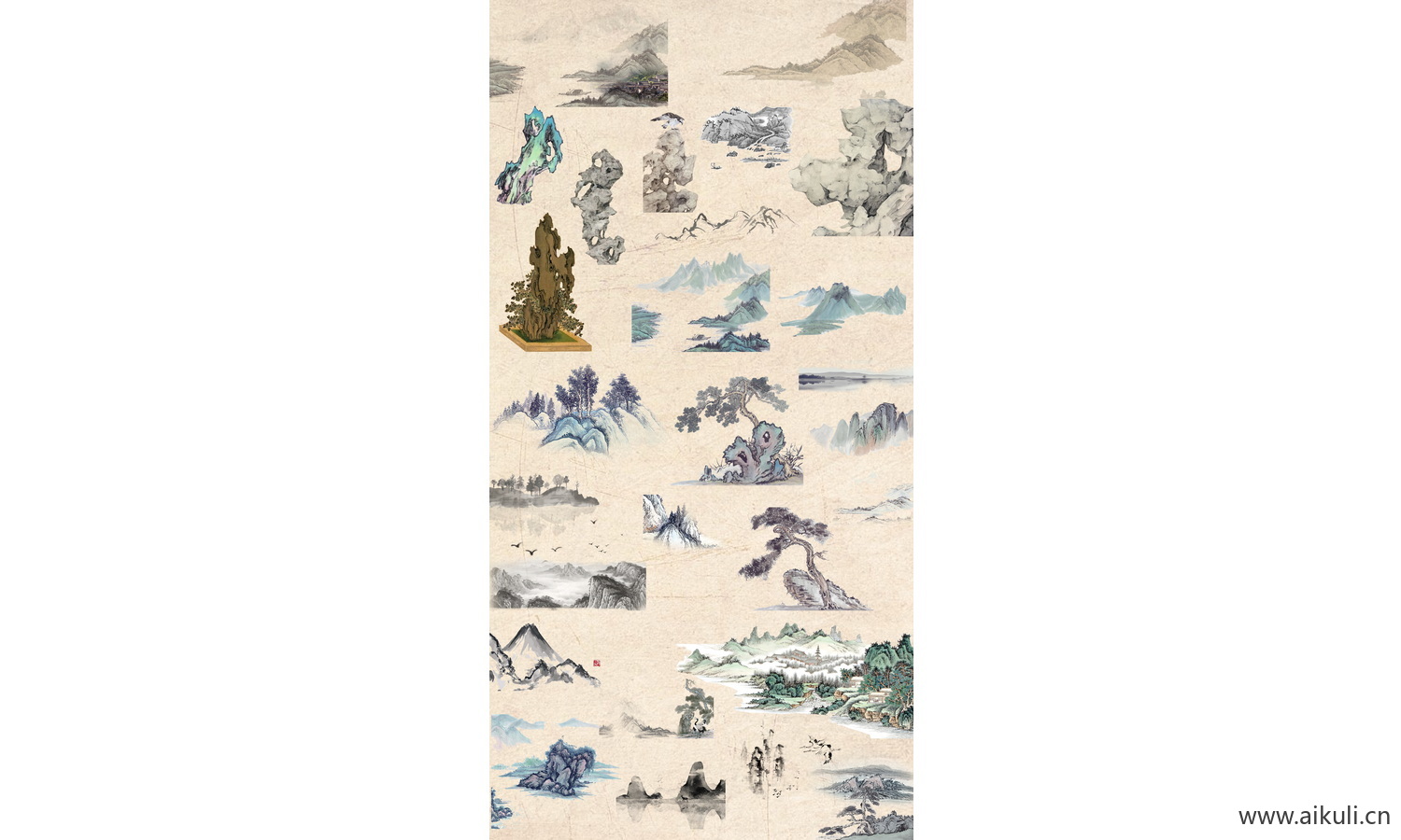山石古风配景PS分层