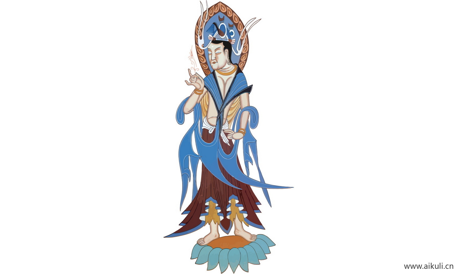 古风敦煌壁画人物萨PSD免扣