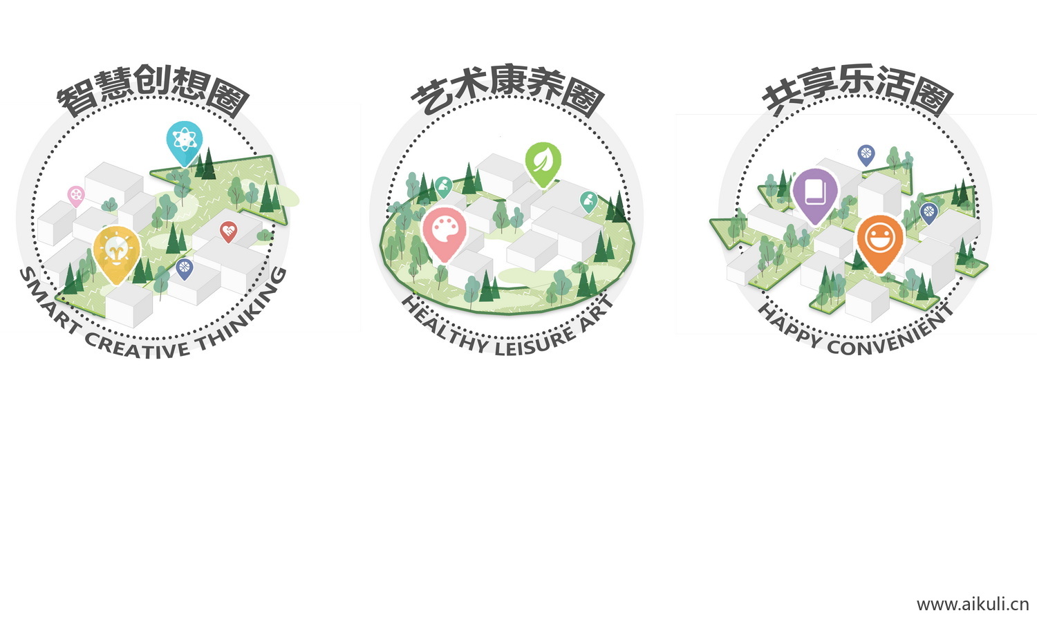 特色智慧社区公园街区插画PS