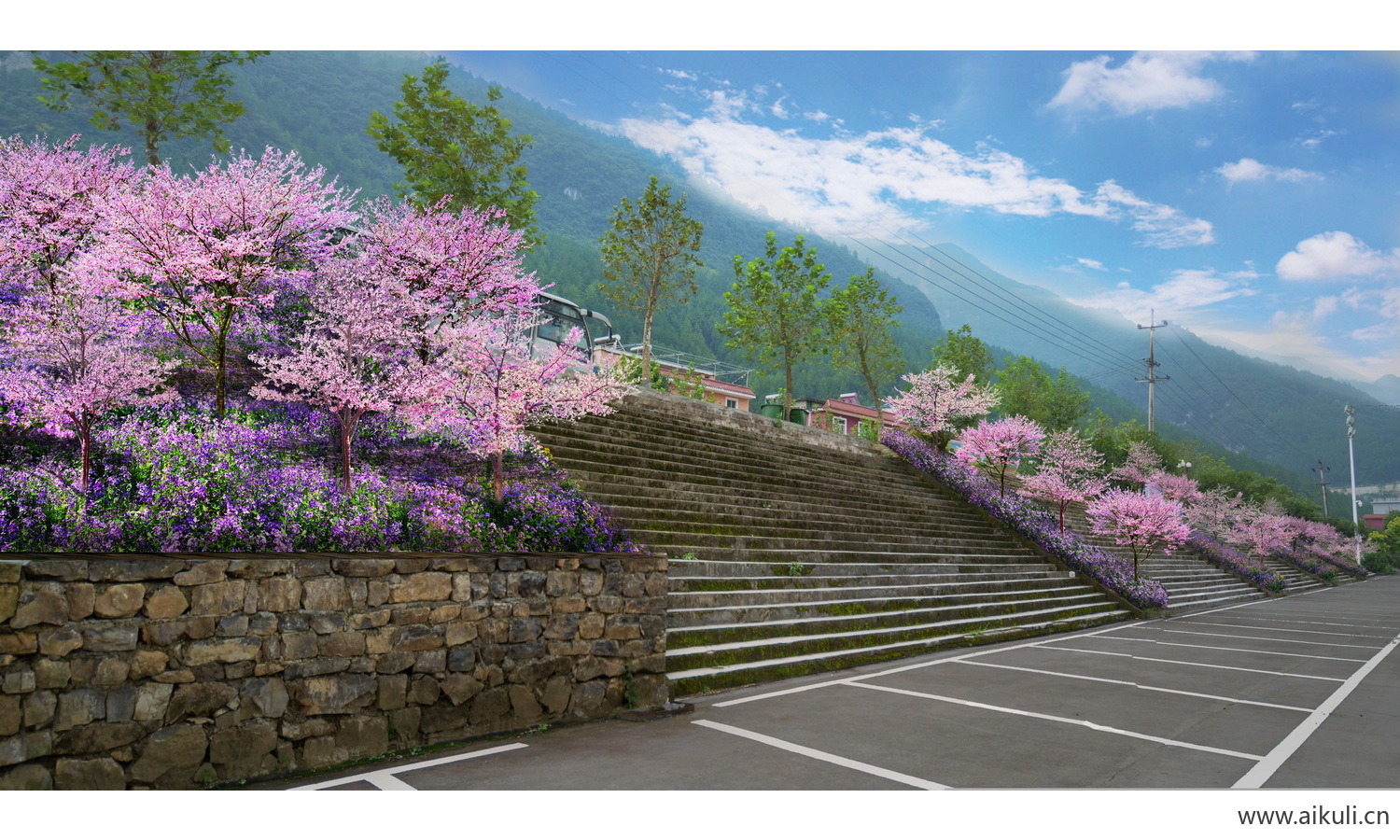 城市街景改造-停车场周边绿化