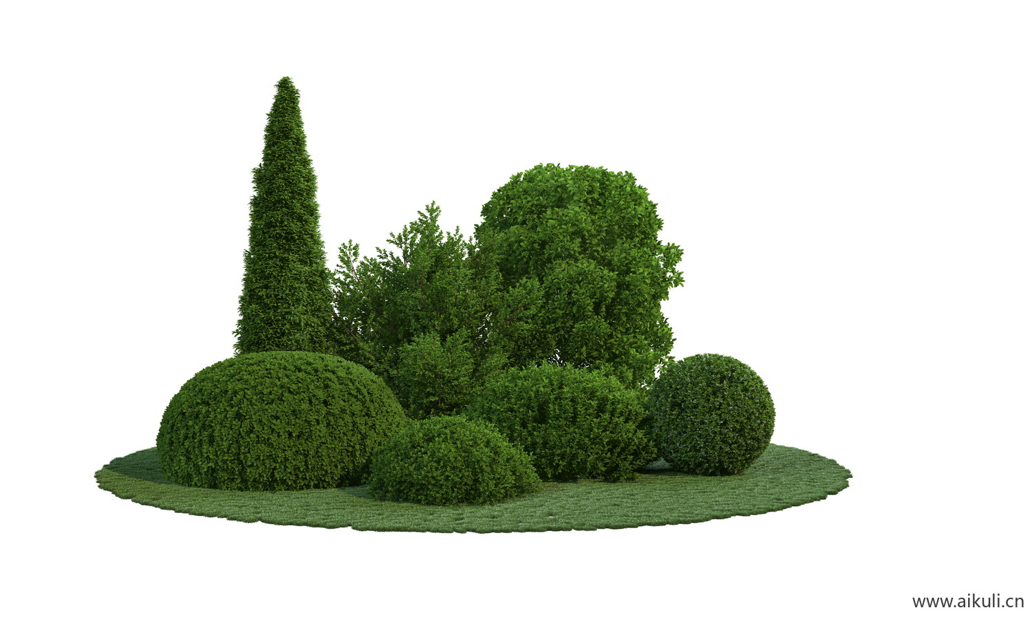 PSD分层现代简约纯色景观造型树植物
