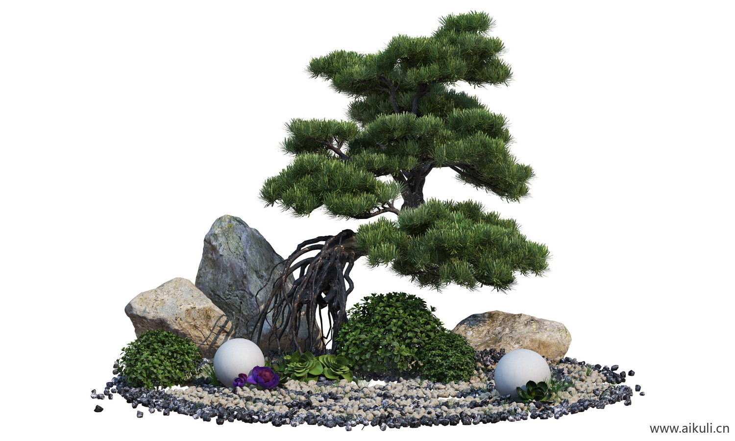 景观植物石头组合PSD免抠