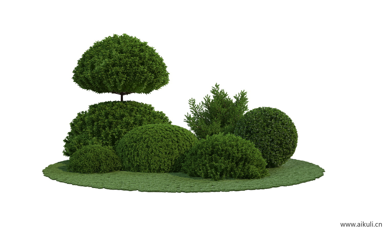 PSD现代简约纯色景观造型树植物