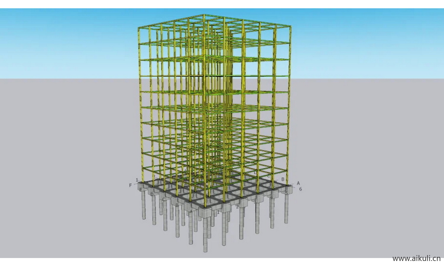 带桩帽的钢结构建筑