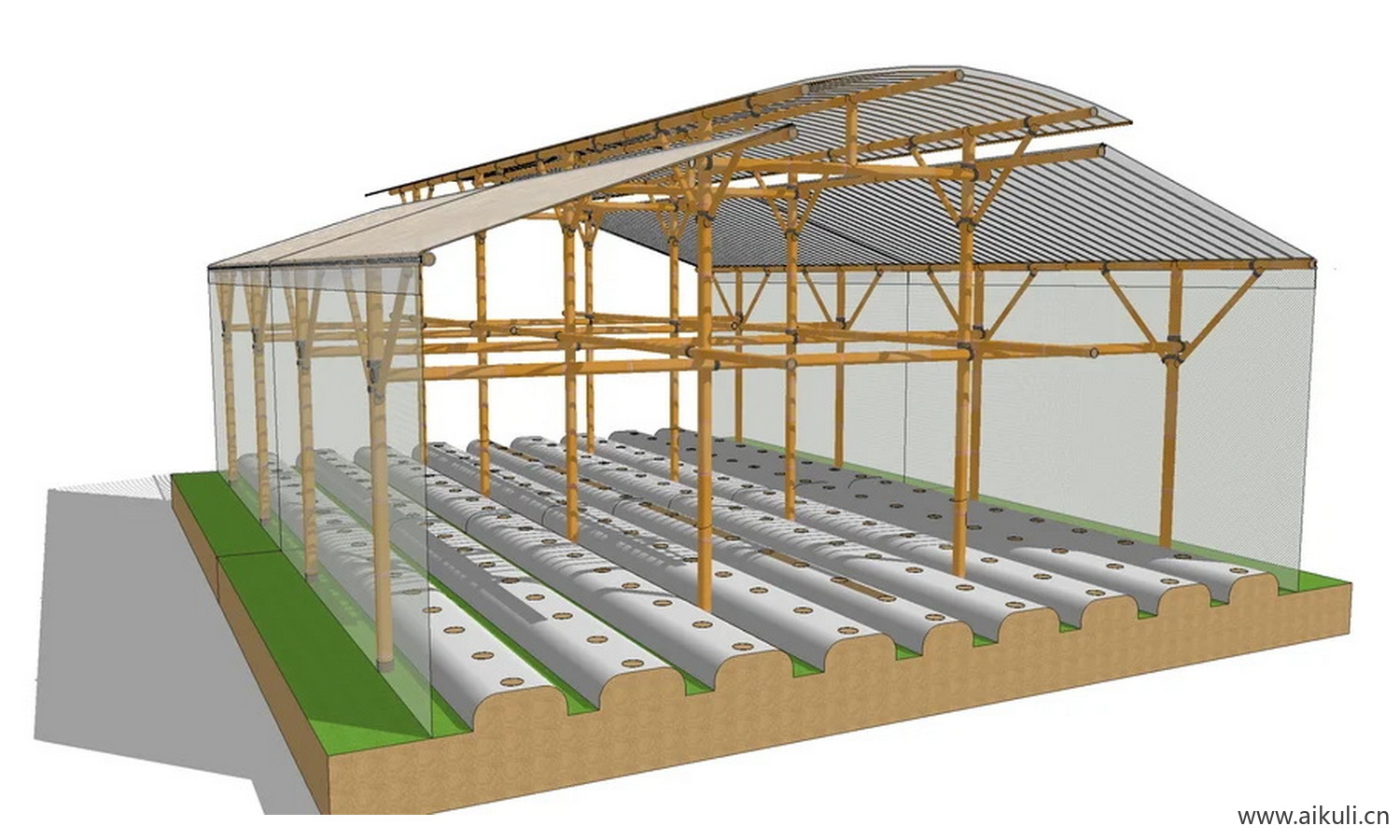 建筑竹屋温室瓜太阳棚