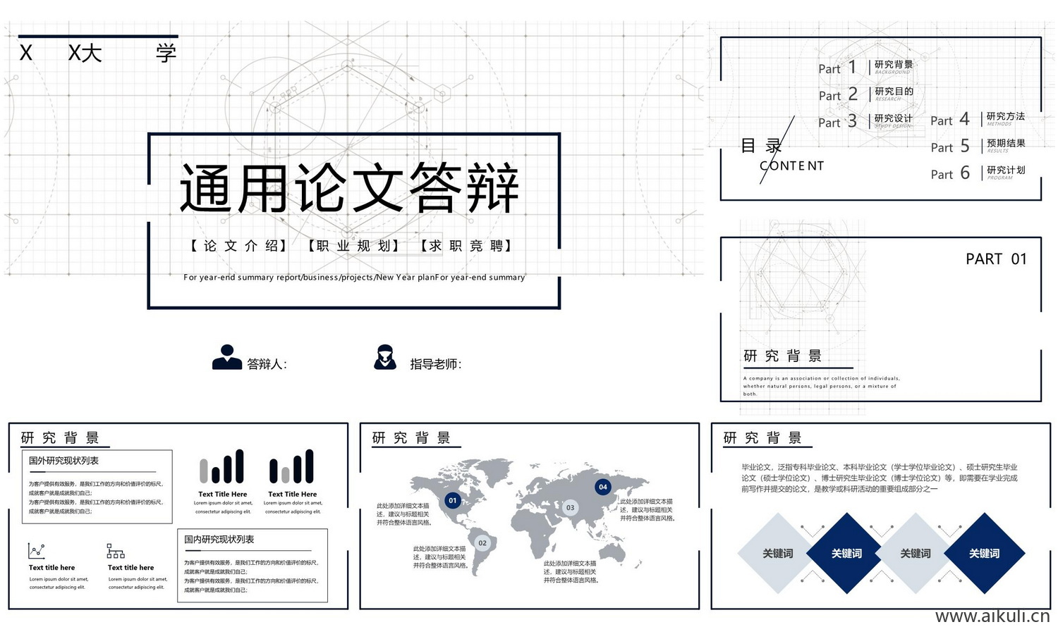 大学高级毕业开题答辩ppt模板-C动态研究报告演讲汇报