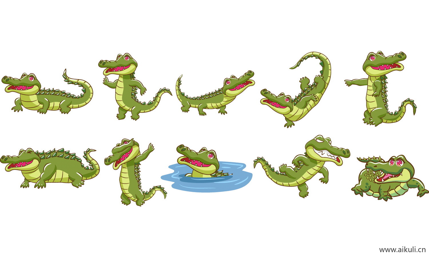 鳄鱼两栖爬行动物装饰元素插画图片EPS矢量