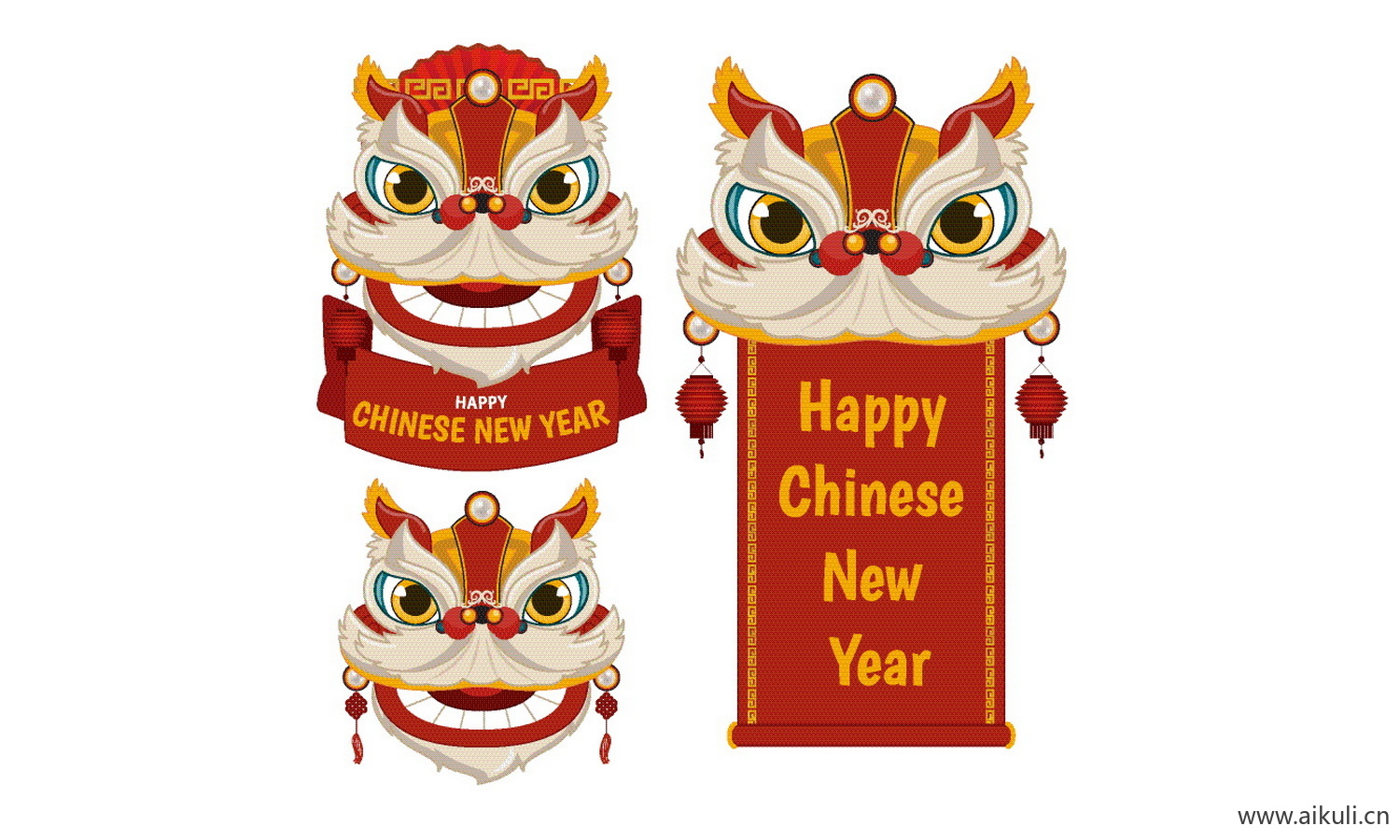 舞龙舞狮 传统庆典民俗元素插画EPS矢量