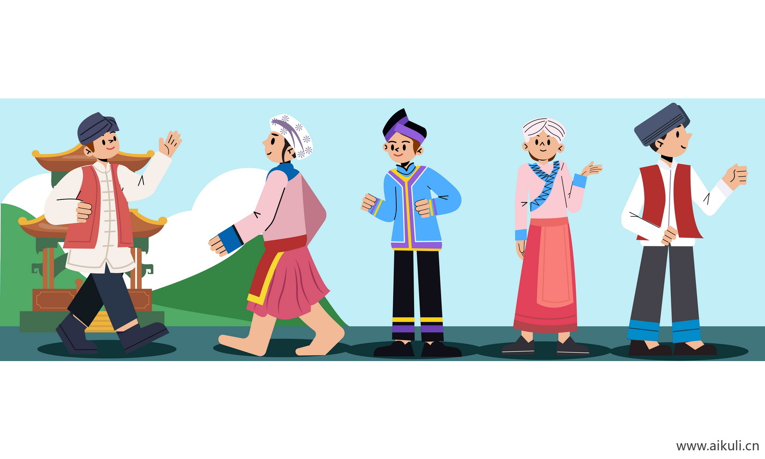 土家族-五十六个民族人物AI矢量素材