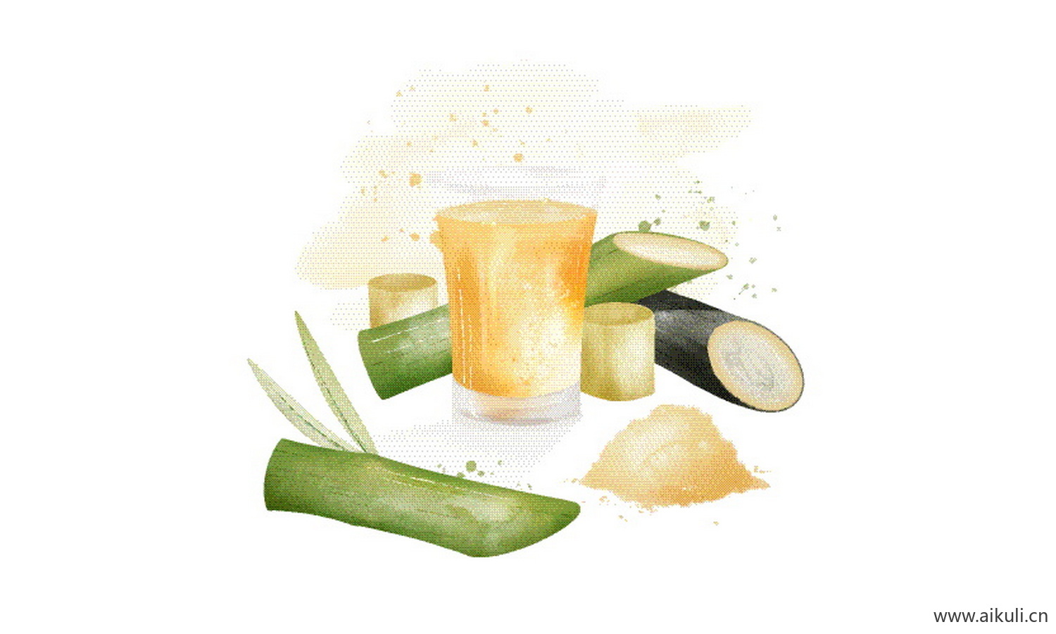 甘蔗榨汁饮料蔗糖方糖甘蔗 插画图片EPS矢量