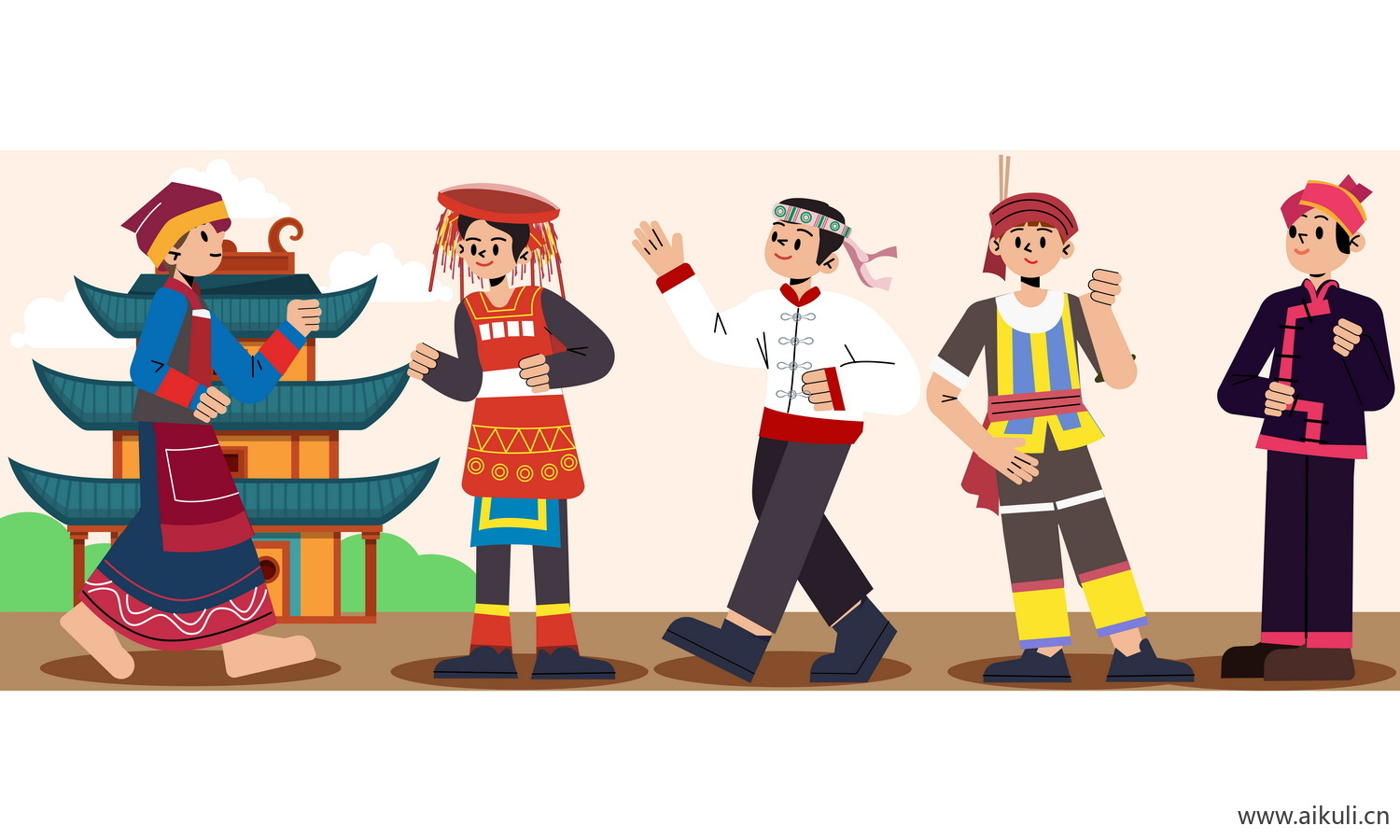 瑶族-五十六个民族人物AI矢量素材