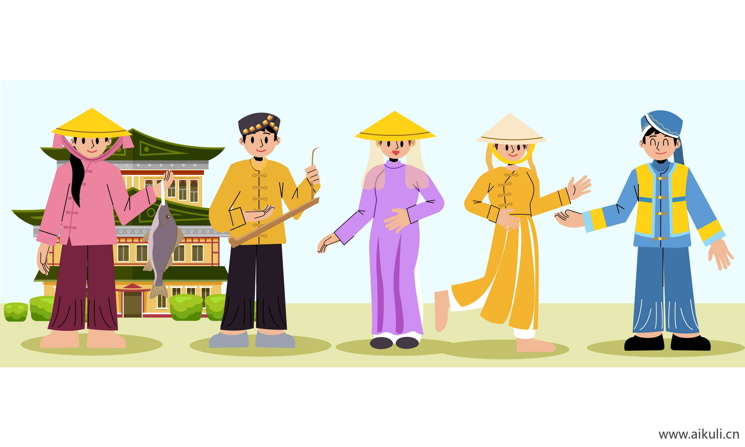 京族-五十六个民族人物AI矢量素材
