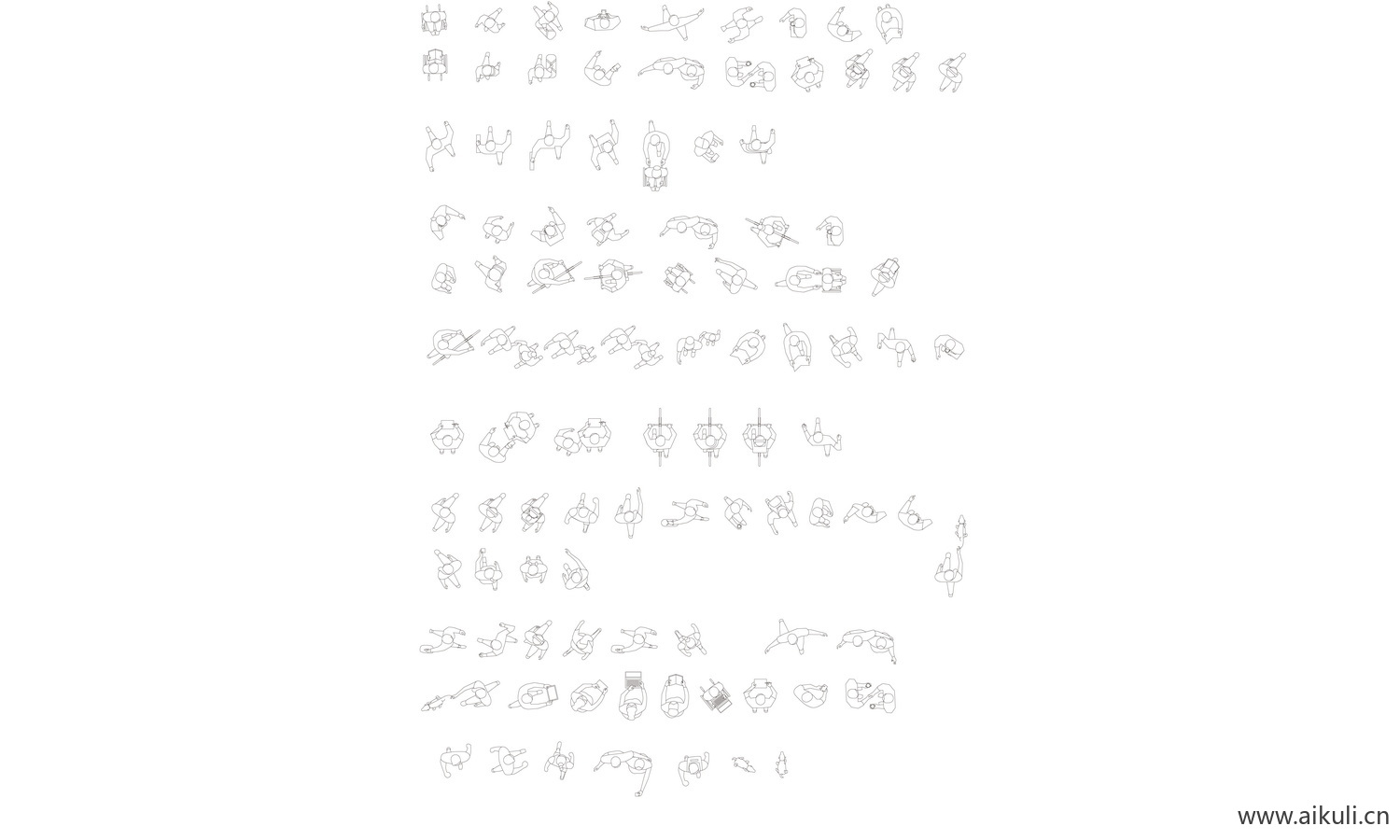 顶视图插画风人物第二弹黑白剪影小人PS