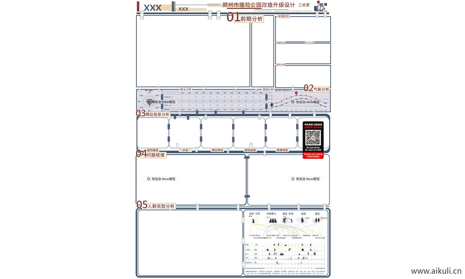 蓝色式样展板PS排版空白景观园林