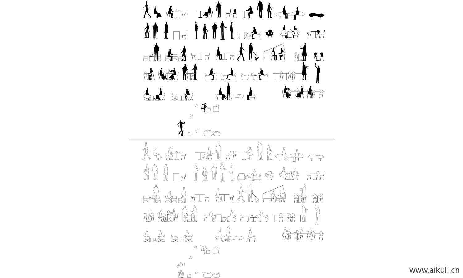 黑白剪影小人PS-小人三代