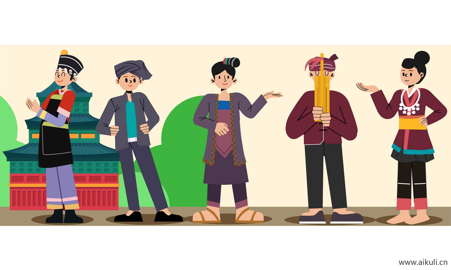 侗族-五十六个民族人物AI矢量素材
