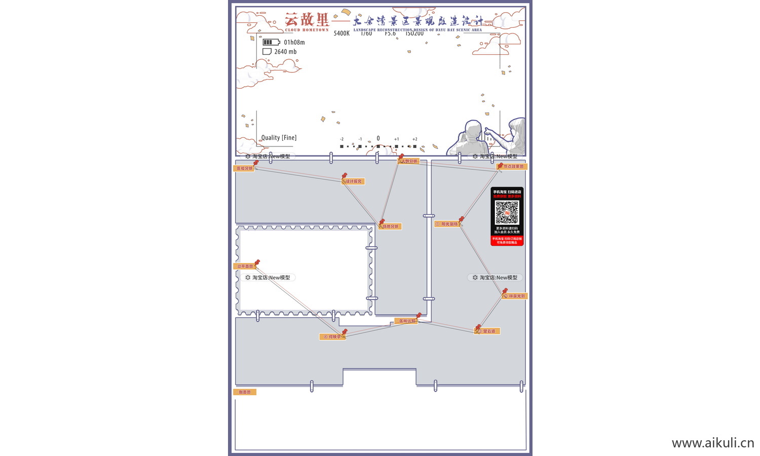 插画风景观设计展板展板PS排版空白景观园林