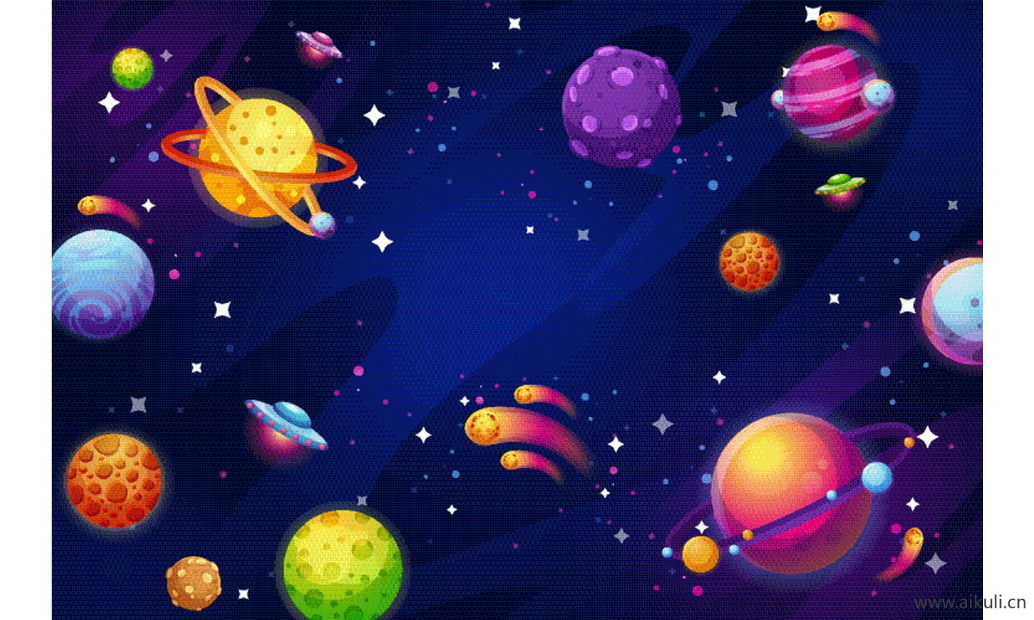 太阳系行星示意图星球知识科普图卡通插画场景EPS矢量