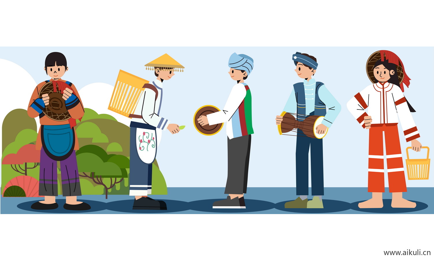 毛南族-五十六个民族人物AI矢量素材