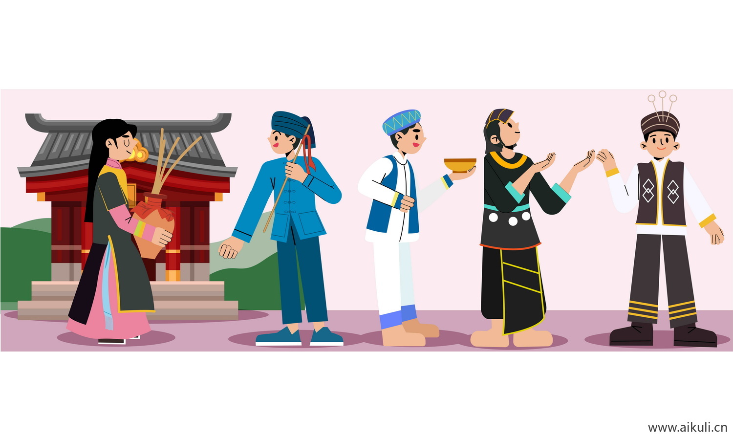 仡佬族-五十六个民族人物AI矢量素材