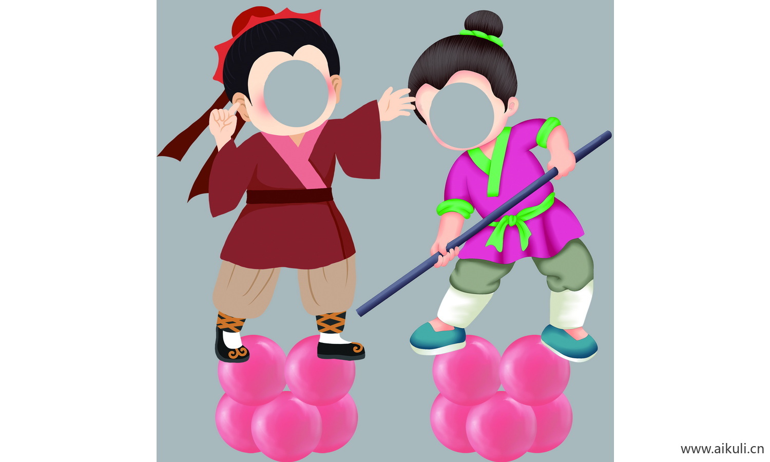 PSD免扣素材 卡通古代人物头像镂空
