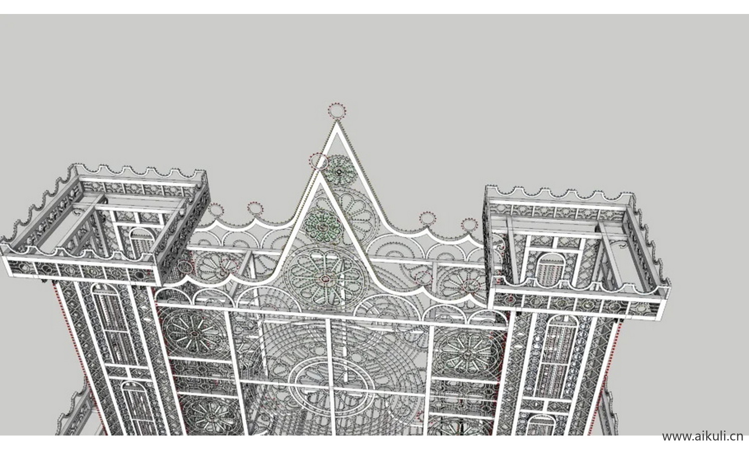 镂空花格建筑物SU模型