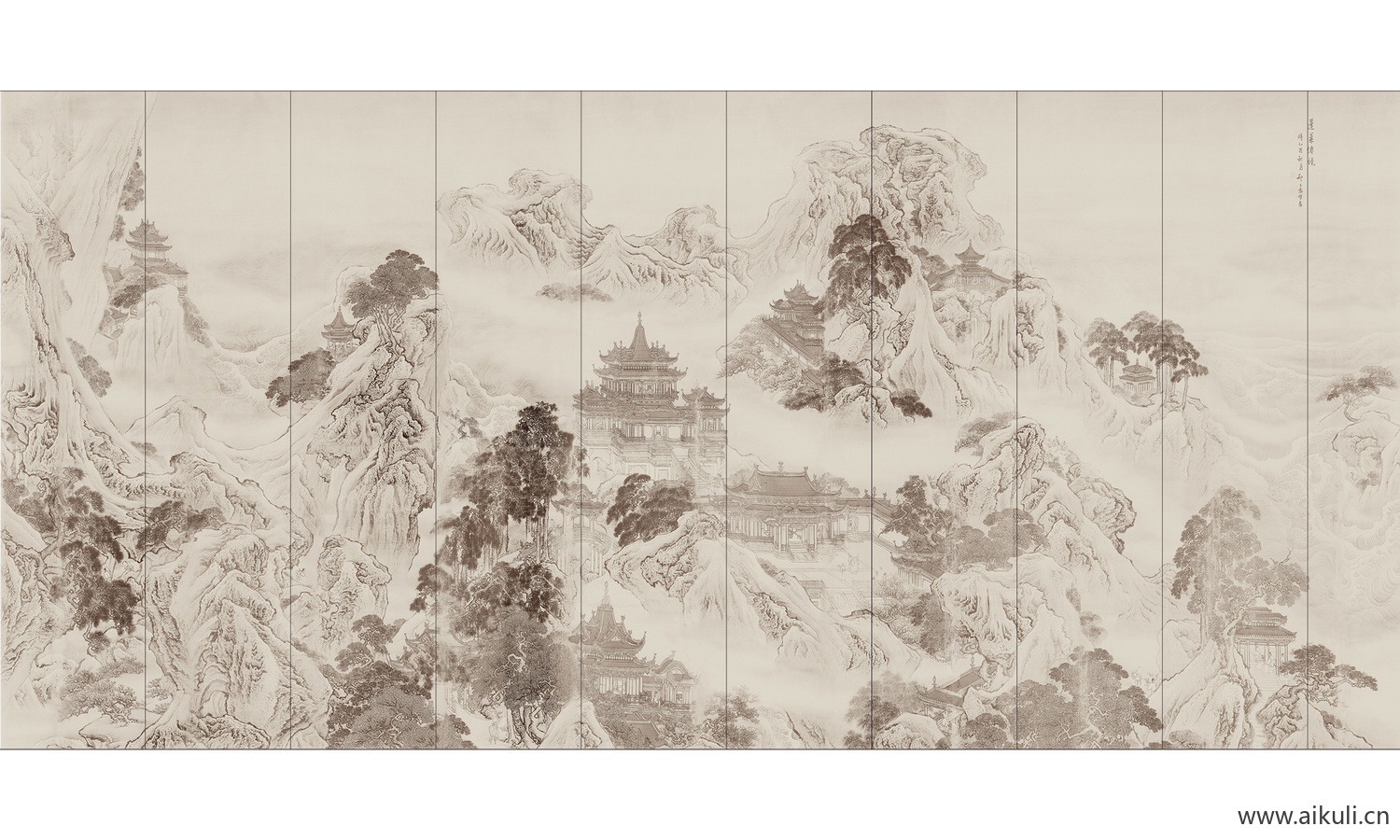 新中式装饰画-壁画贴图