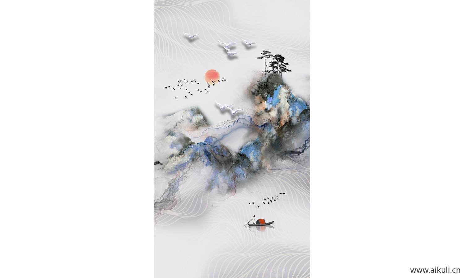 新中式山水=装饰画贴图