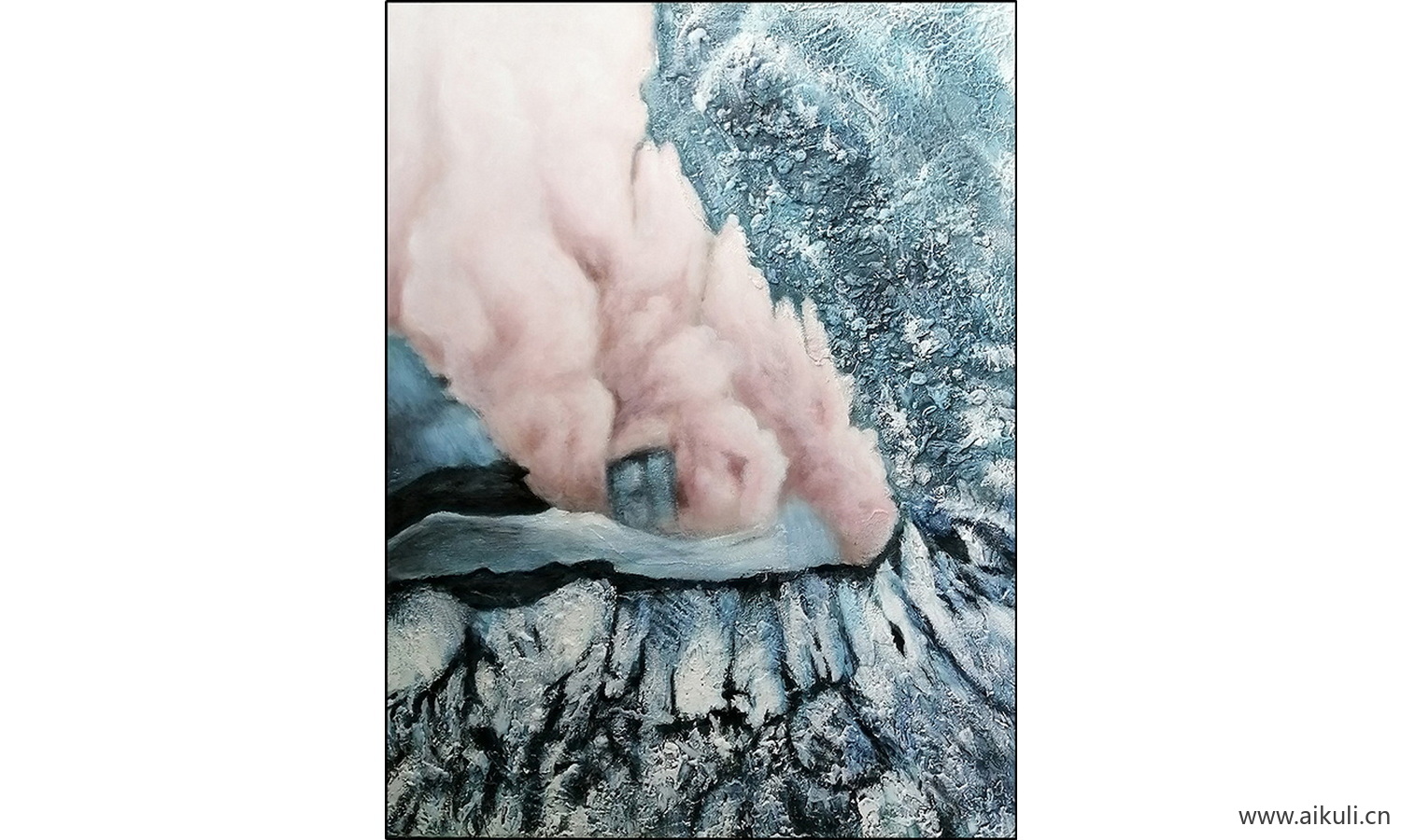 现代粉色烟雾油画装饰画贴图