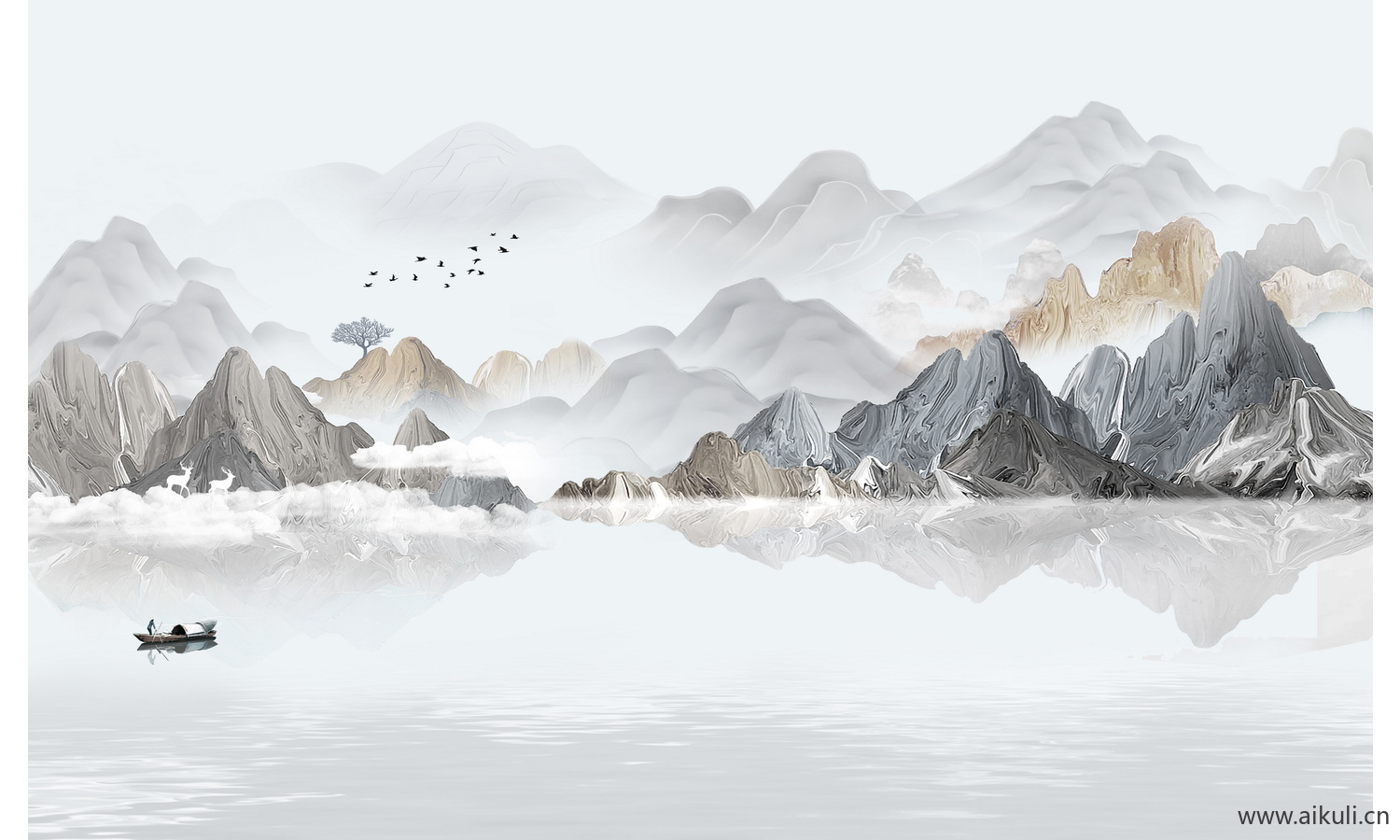 新中式山水装饰画贴图 (2)