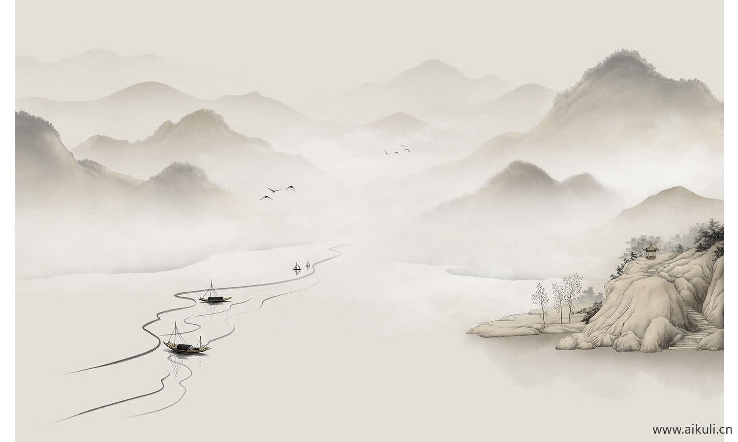 新中式水墨山水画 (1)