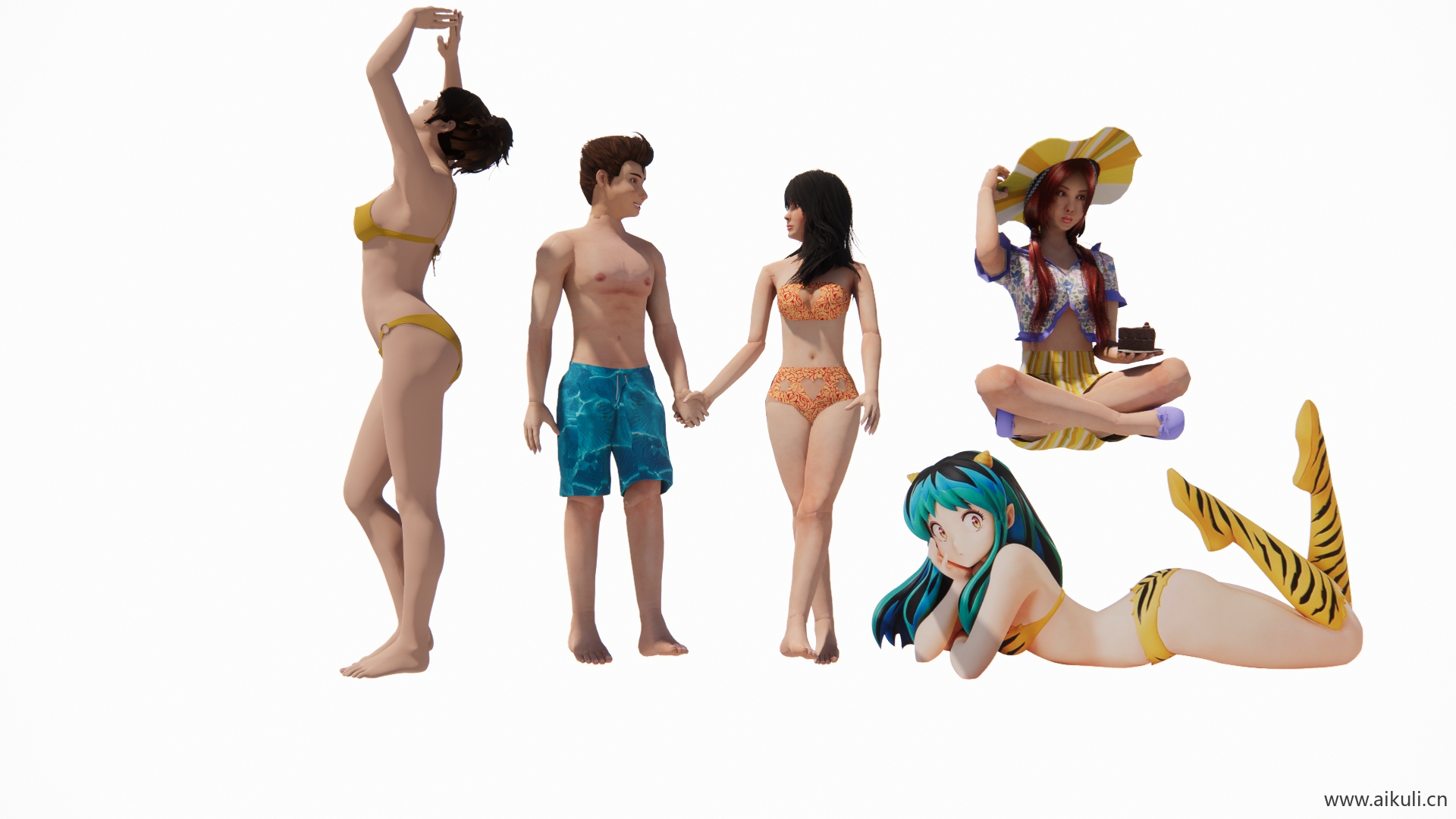 现代沙滩泳装人物女孩