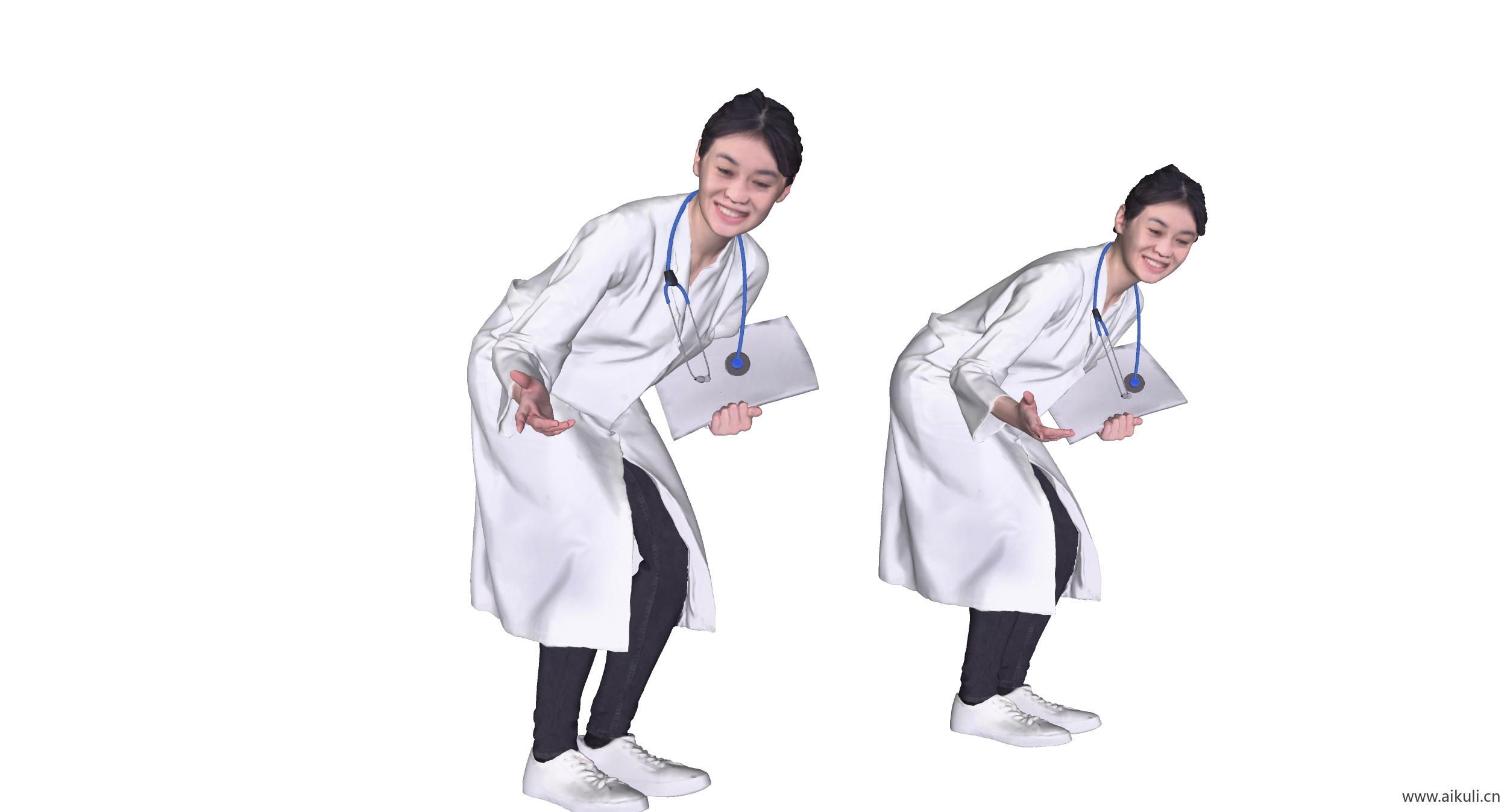 女医生人物弯腰说话