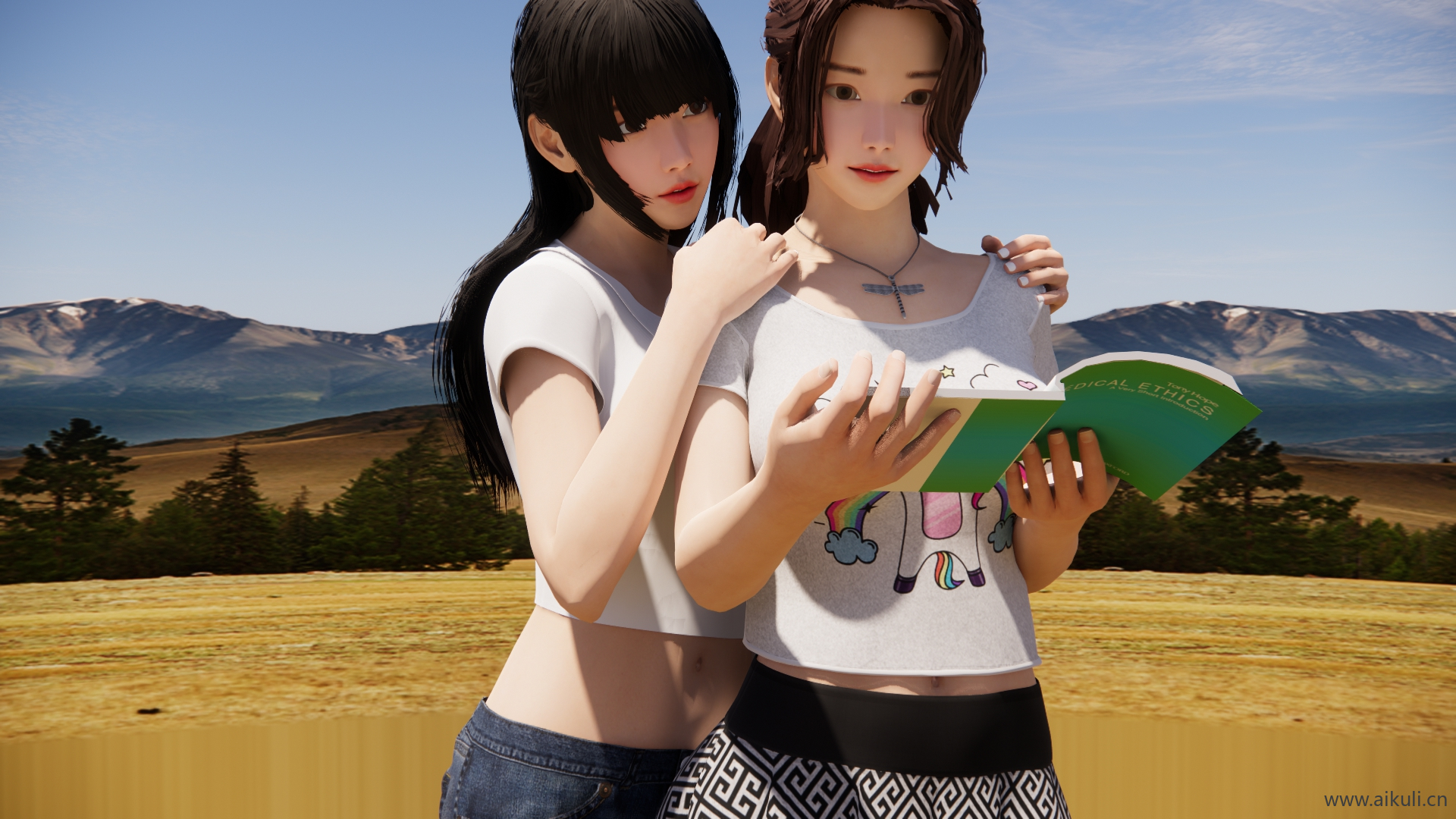 美女闺蜜看书人物