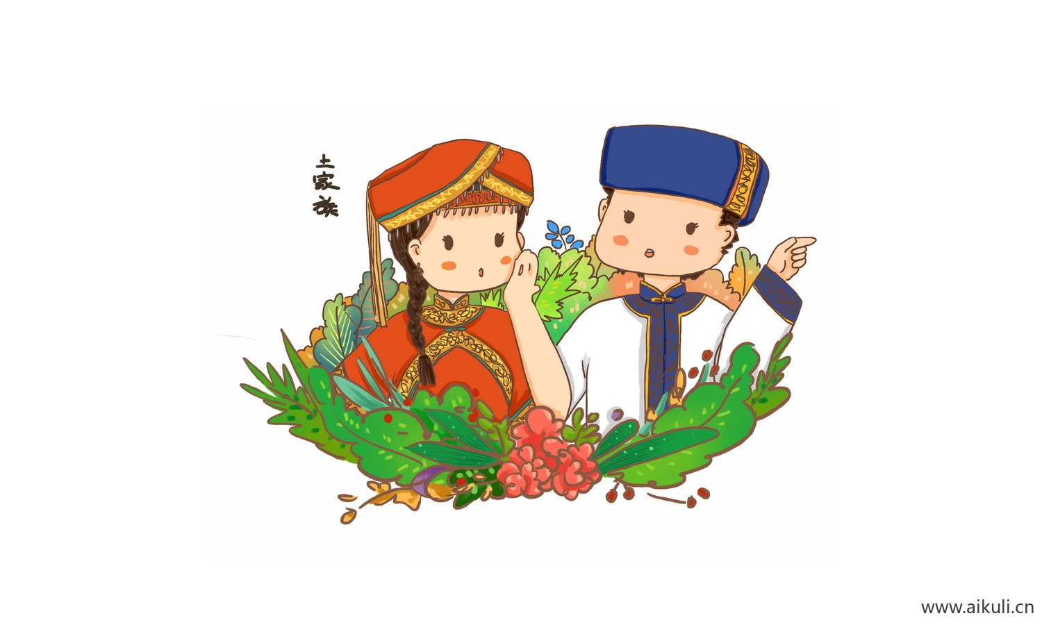 土家族_56个民族卡通人物PNG免扣 (1)