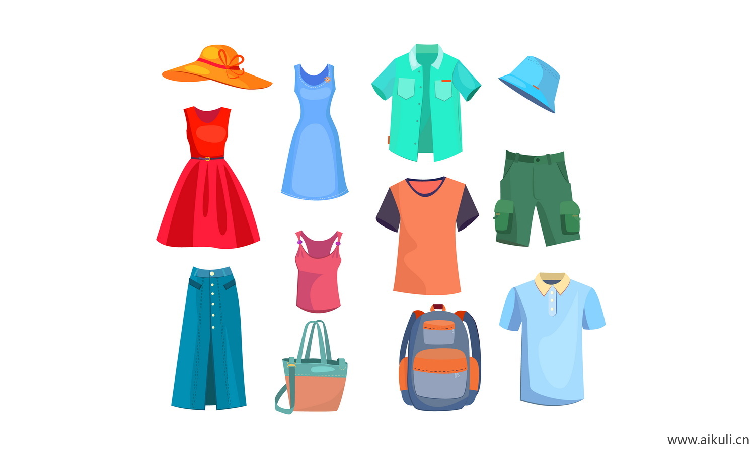 服装服饰衣服裤子鞋帽子卡通手绘插画图片EPS矢量设计