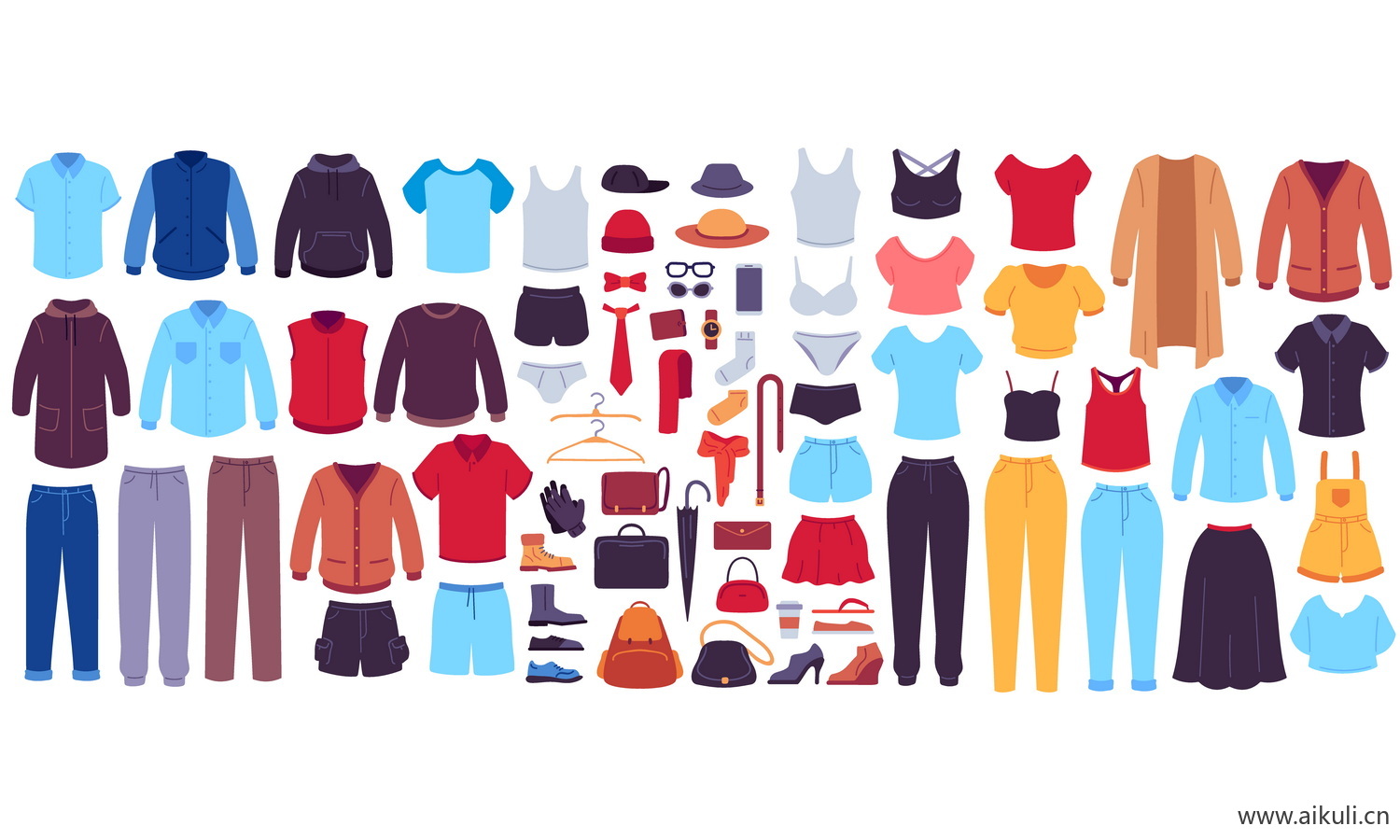 服装服饰衣服裤子鞋帽子卡通手绘I插画图片EPS矢量设计素材