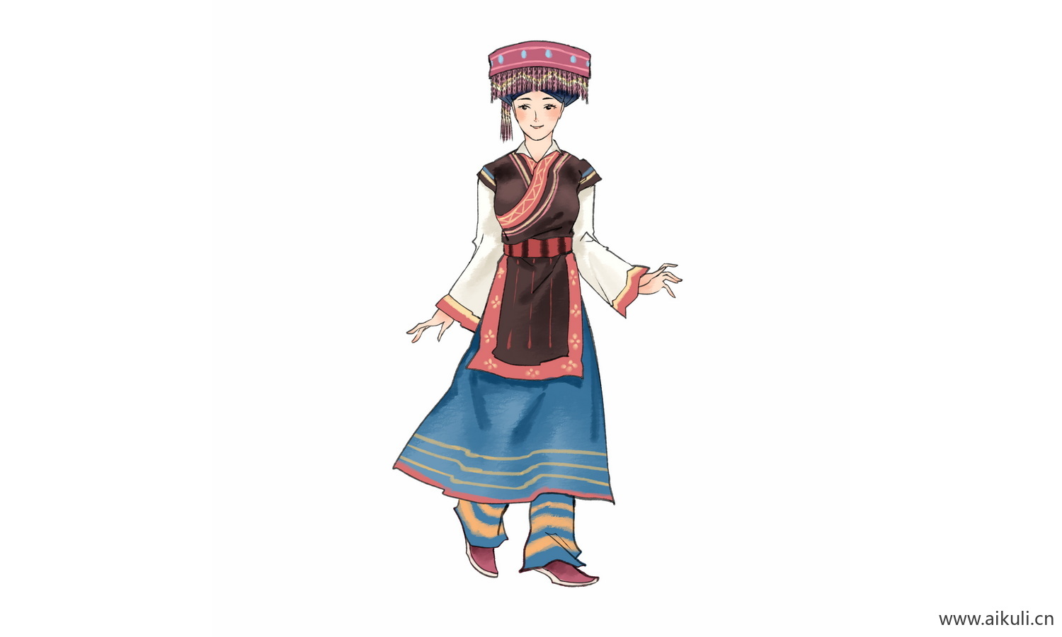 傈僳族民族女孩_56个民族卡通人物PNG免扣