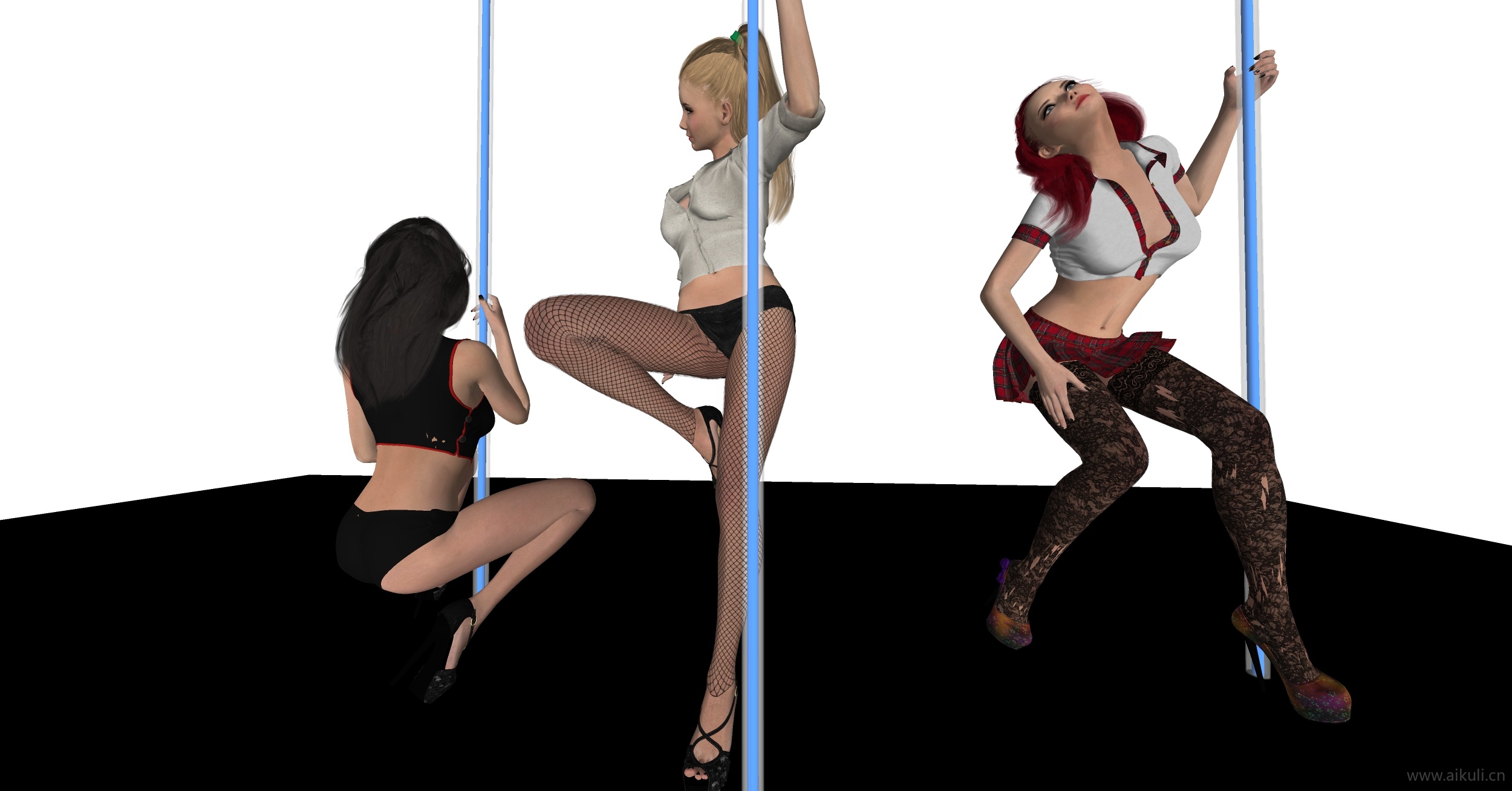 3D人物钢管舞美女转模su模型