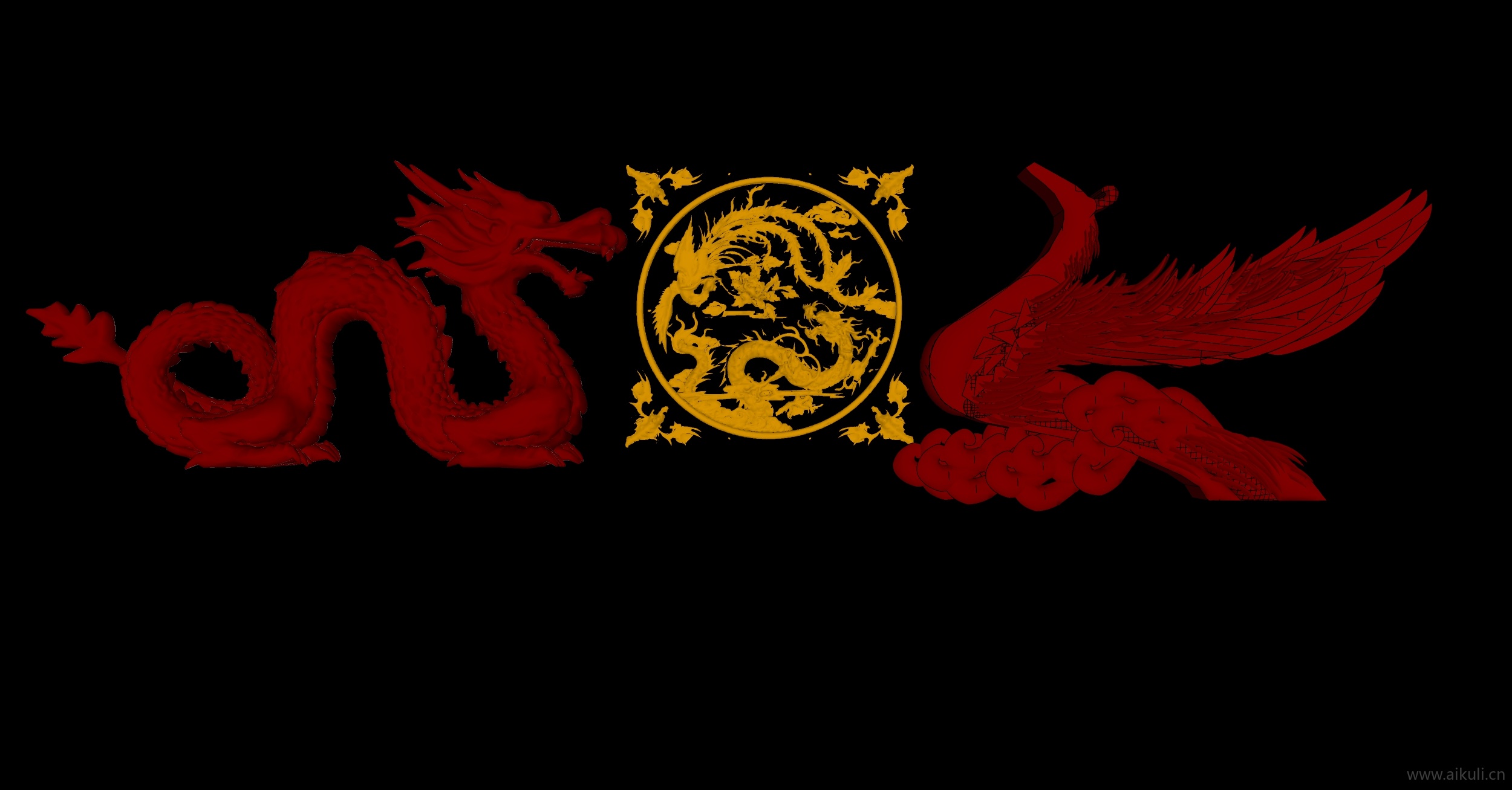 龙凤雕塑草图大师模型(ID38208)